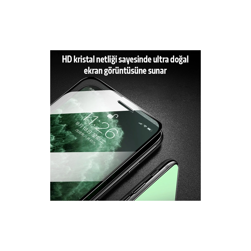 ALLY İPhone 11 Pro Max Anti -Blue Green Light Göz Korumalı Tempered Fu