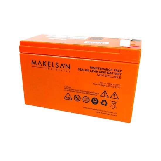 MAKELSAN 12V 9Ah, Bakımsız, Kuru Akü. UPS için Uygundur.