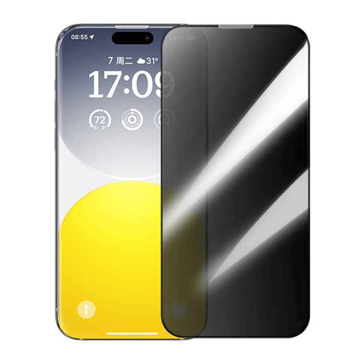 Baseus Crystal iPhone 15 Pro Privacy Full Koruma Tempered Cam Ekran Ko