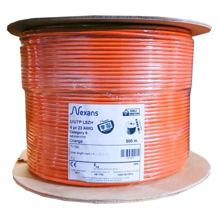 NEXANS NEX1611TF5, TURUNCU, CAT6, 500M, 23AWG (0,58mm), UTP, %100 Bakı