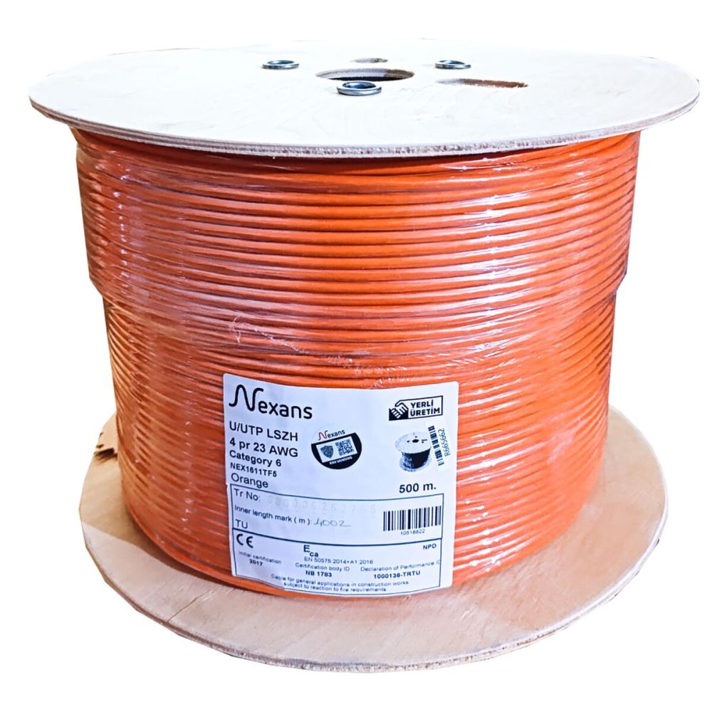 NEXANS NEX1611TF5, TURUNCU, CAT6, 500M, 23AWG (0,58mm), UTP, %100 Bakı