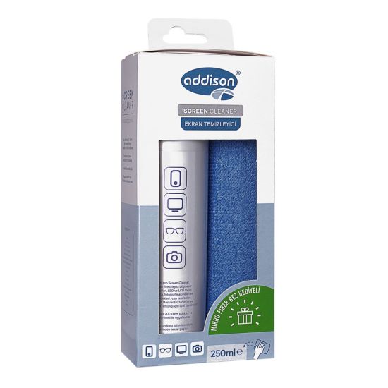 ADDISON 300871, Ekran Temizleyici Sprey 250ml. Microfiber Bez ile Birl