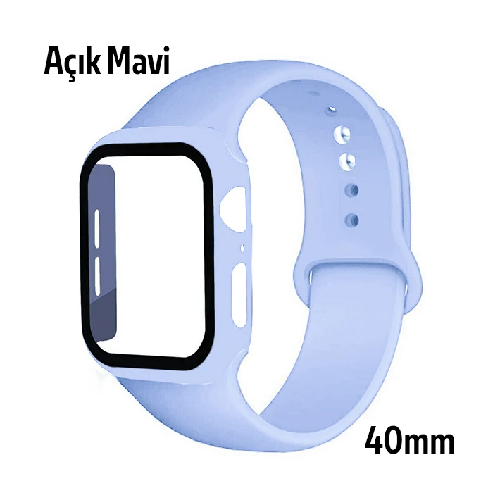 ALLY Apple Watch 4-5-6 40mm Silikon Kordon Kayış ve Ekran Koruyucu Kıl