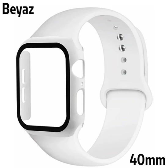 ALLY Apple Watch 4-5-6 40mm Silikon Kordon Kayış ve Ekran Koruyucu Kıl