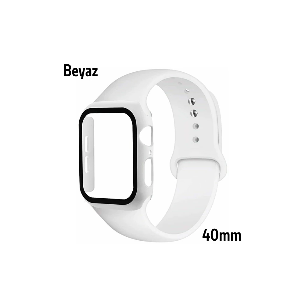 ALLY Apple Watch 4-5-6 40mm Silikon Kordon Kayış ve Ekran Koruyucu Kıl