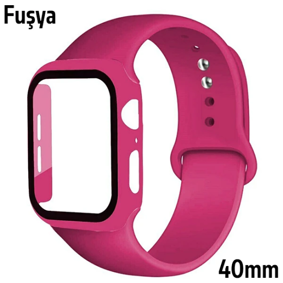 ALLY Apple Watch 4-5-6 40mm Silikon Kordon Kayış ve Ekran Koruyucu Kıl