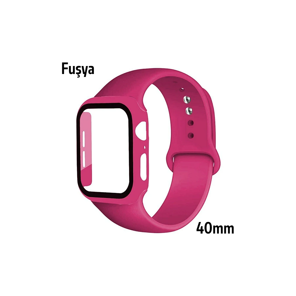 ALLY Apple Watch 4-5-6 40mm Silikon Kordon Kayış ve Ekran Koruyucu Kıl