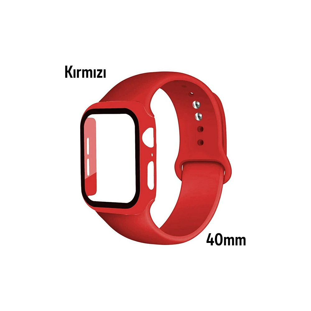ALLY Apple Watch 4-5-6 40mm Silikon Kordon Kayış ve Ekran Koruyucu Kıl
