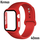 ALLY Apple Watch 4-5-6 40mm Silikon Kordon Kayış ve Ekran Koruyucu Kıl