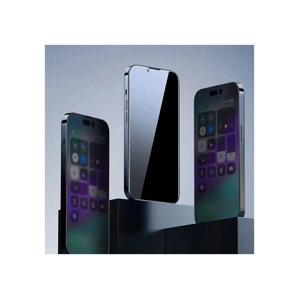 Baseus Crystal iPhone 15 Pro Privacy Full Koruma Tempered Cam Ekran Ko
