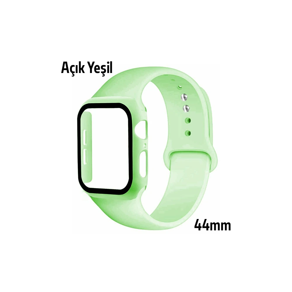 ALLY Apple Watch 4-5-6 44mm Silikon Kordon Kayış ve Ekran Koruyucu Kıl