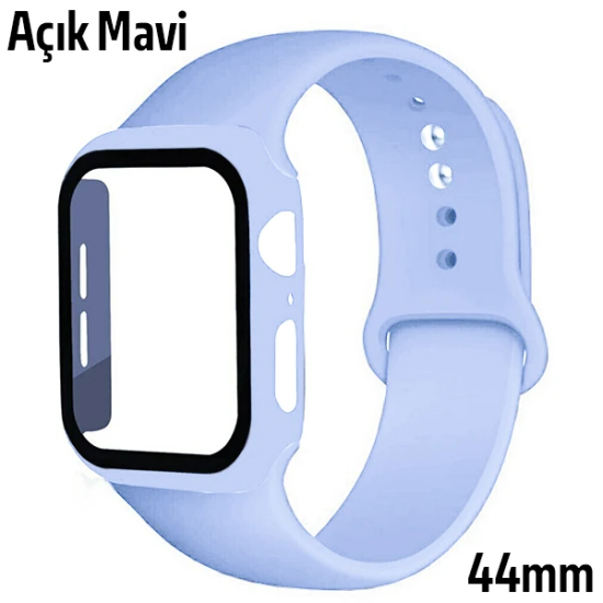 ALLY Apple Watch 4-5-6 44mm Silikon Kordon Kayış ve Ekran Koruyucu Kıl