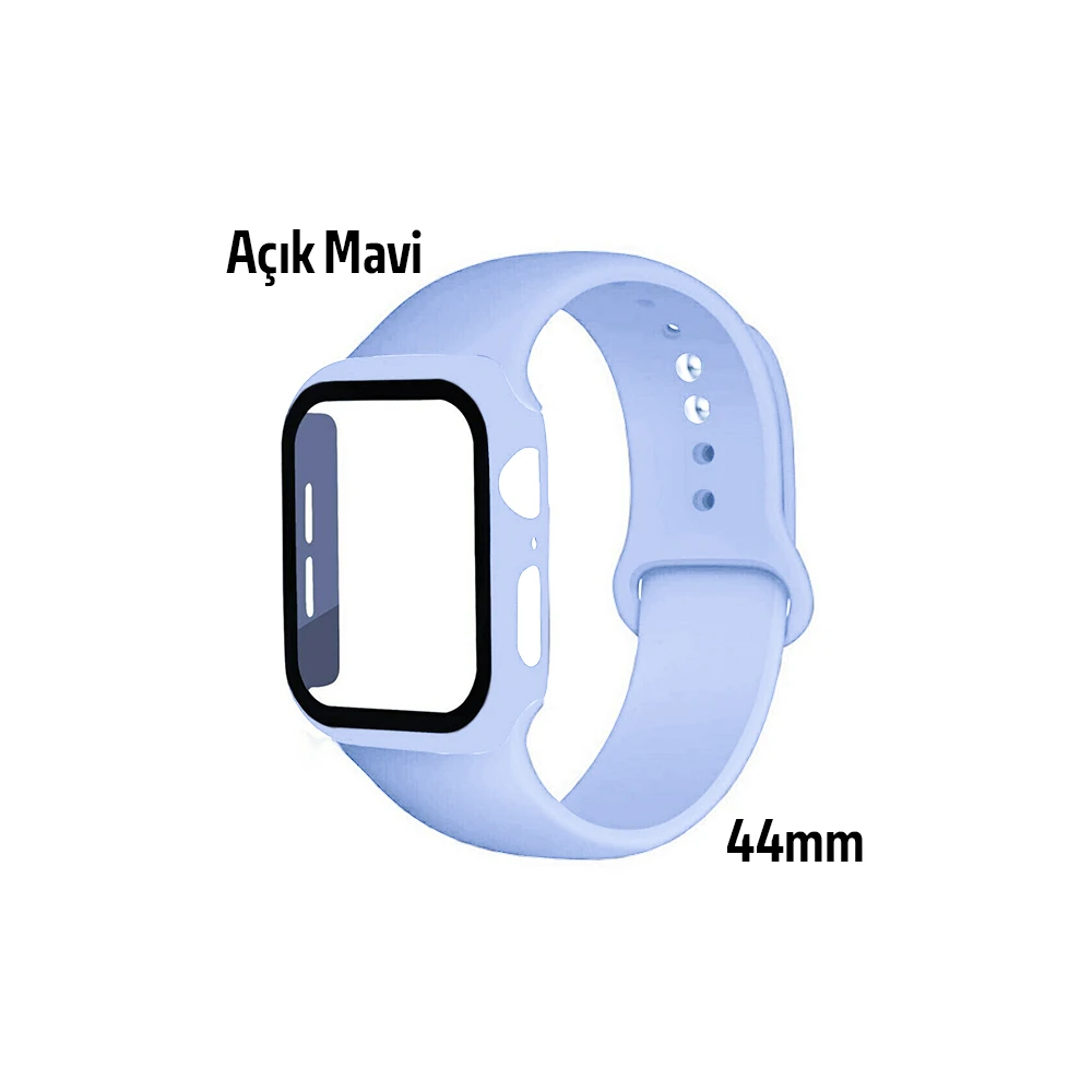 ALLY Apple Watch 4-5-6 44mm Silikon Kordon Kayış ve Ekran Koruyucu Kıl
