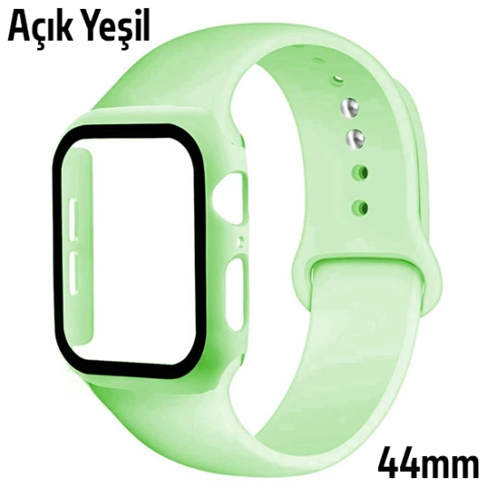 ALLY Apple Watch 4-5-6 44mm Silikon Kordon Kayış ve Ekran Koruyucu Kıl