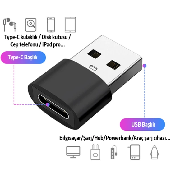ALLY USB to Type-C Dişi Çevirici Dönüştürücü Adaptör