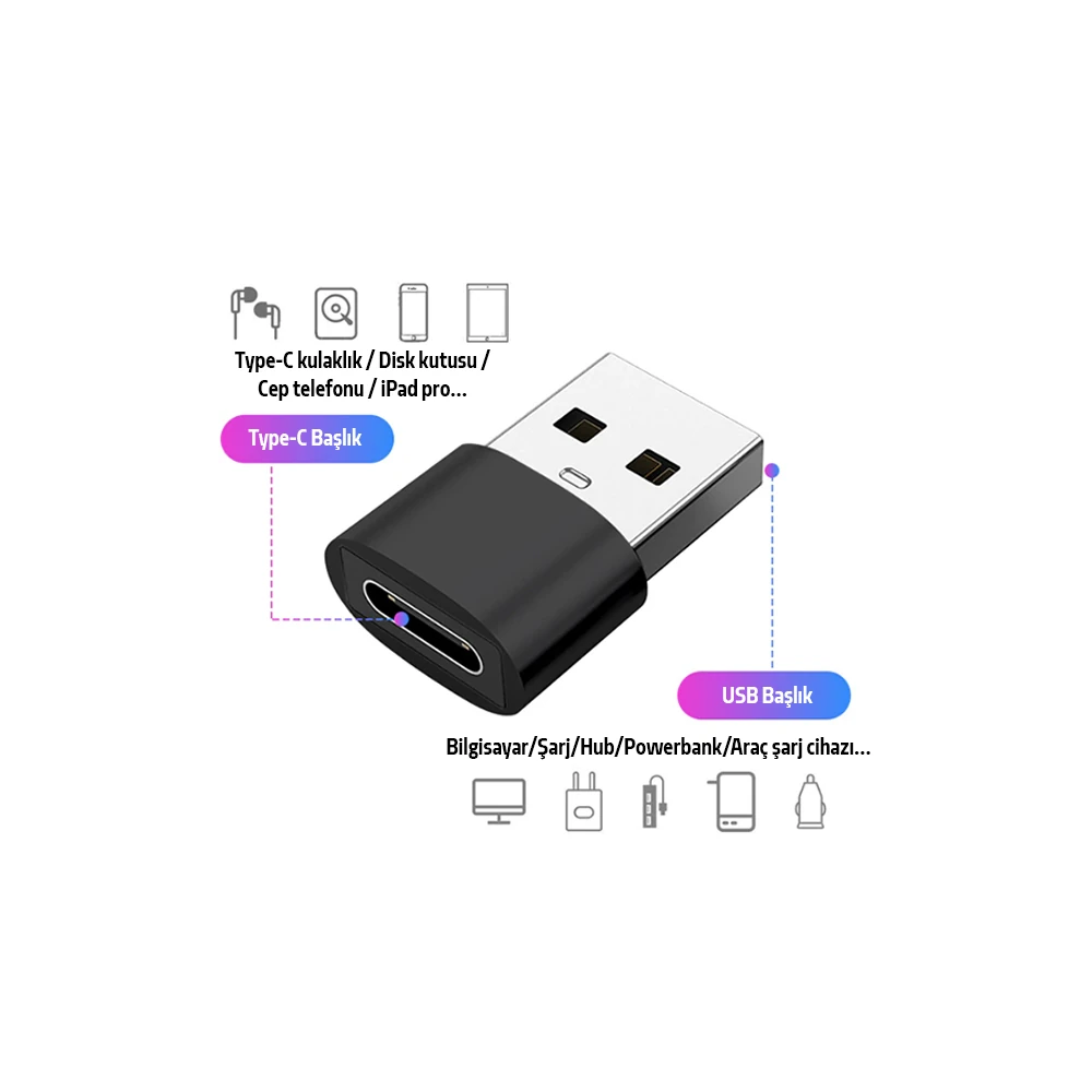 ALLY USB to Type-C Dişi Çevirici Dönüştürücü Adaptör