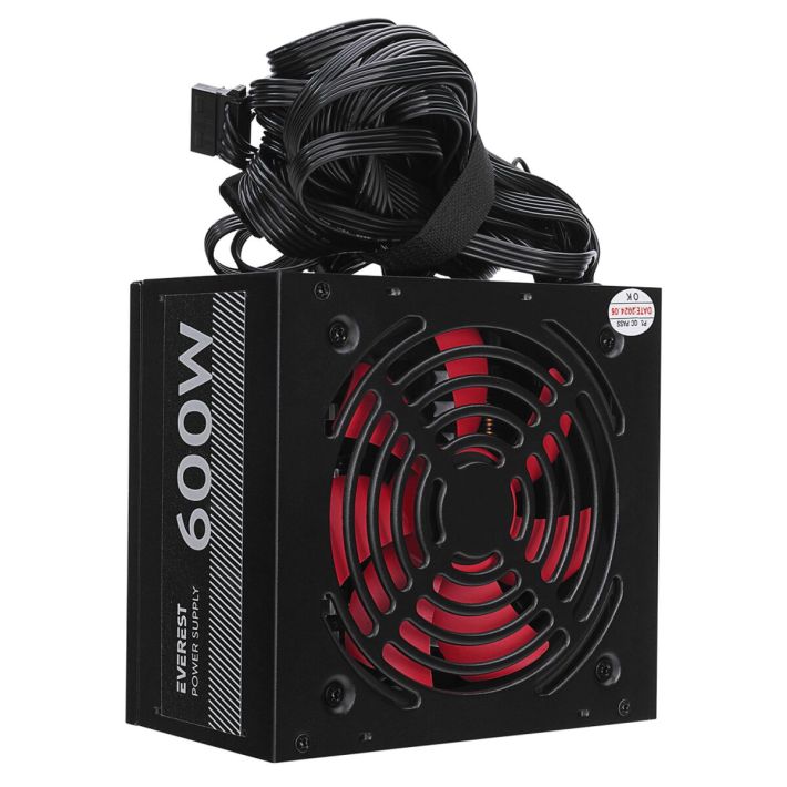 EVEREST EPS-600A, Peak 600W, 12cm Fan, ATX, Aktif PFC, GAMING Power Su