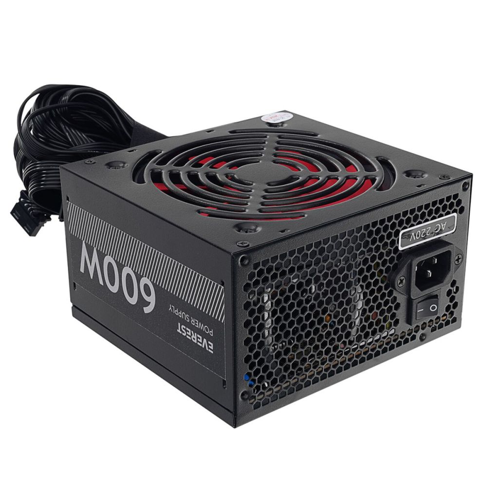 EVEREST EPS-600A, Peak 600W, 12cm Fan, ATX, Aktif PFC, GAMING Power Su