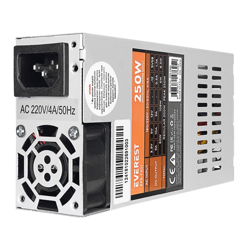 Everest EPS-FX01, Peak 250W, 4cm Fan, İnce Uzun, 41 x 81 x 150mm, Flex