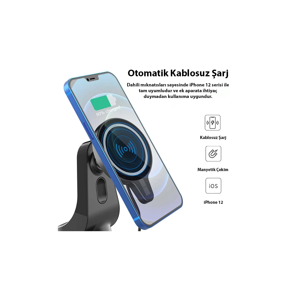 ALLY Magsafe iPhone 15-14-13-12 Serisi 15W Kablosuz Hızlı Şarj Cihazı 