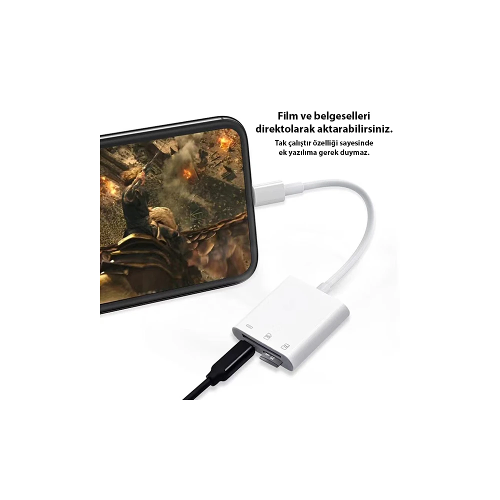 ALLY NK-101Y Pro 3 İn 1 İPhone Lightning to SD-TF Çevirici Adaptör