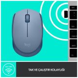 LOGITECH 910-006866, M171 BlueGrey, USB Nano 2,4G Kablosuz, 1000dpi, O