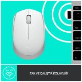 LOGITECH 910-006867, M171 White, USB Nano 2,4G Kablosuz, 1000dpi, Opti