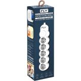 FLY 3394-01, 5 Soket, Akım Korumalı Priz, 2.1A, Anahtarlı, 2Mt Kablo, 