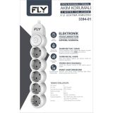 FLY 3394-01, 5 Soket, Akım Korumalı Priz, 2.1A, Anahtarlı, 2Mt Kablo, 