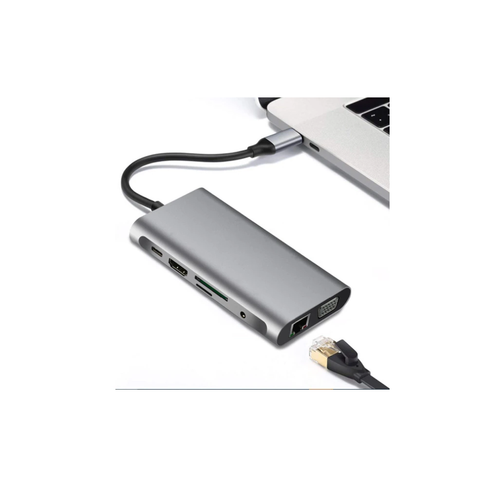 ALLY 10 İN 1 HDMI VGA RJ45 PD USB 3.0 HUB Adaptör Çoklayıcı