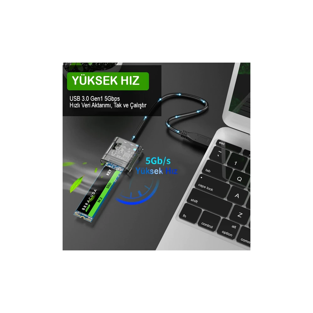 ALLY M.2 Sata USB 3.0 Gen1 SSD Harddisk Kutusu M.2 NGFF- JMS578