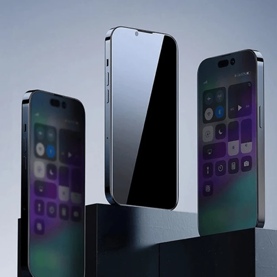 Baseus Crystal iPhone 15 Pro Max Privacy Full Koruma Tempered Cam Ekra