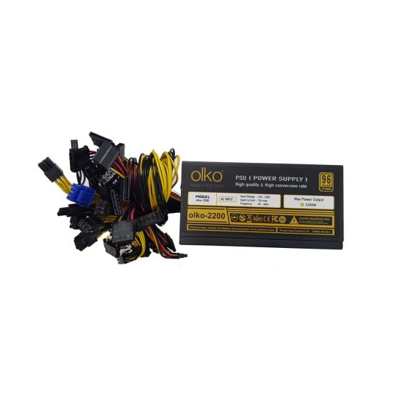 OLKO 2200, 2200W, 14cm Fan, 16xPCI-E 6+2Pin, 1x20+4Pin, 8xSata, ATX, P