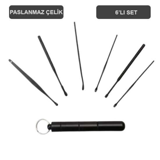 EZERE 6 Parça Spiral Kulak Temizleme Seti- Paslanmaz Çelik Temizleme S