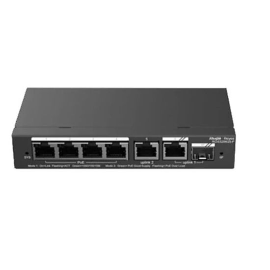 RUIJIE REYEE RG-ES206GS-P 6Port GigaBit ,4X PoE 54W, 1 Port Gİgabit Up