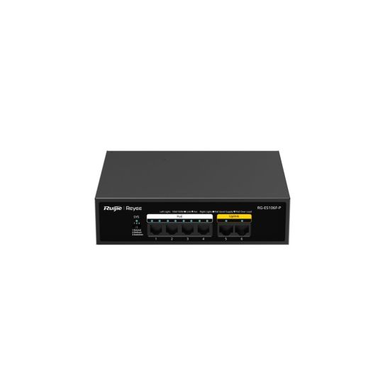 RUIJIE REYEE RG-ES106F-P 6 Port Megabit Tak Çalıştır Switch, 2 Fast Et