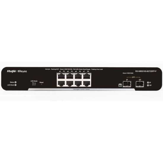 RUIJIE REYEE RG-NBS3100-8GT2SFP-P-V2, 8 Port, GigaBit, 8Port PoE, 125W