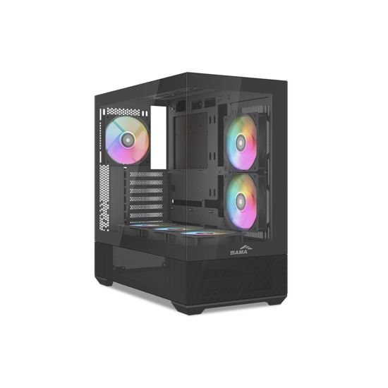 SAMA V40BK Black, B750BK 750W, 80+ Bronze, PCIE 5.1, ATX3.1, Tempered 