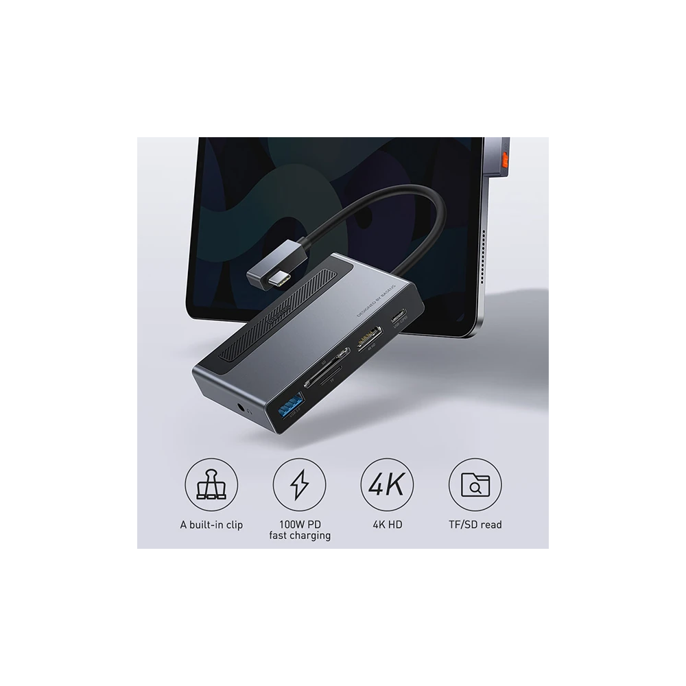 Baseus Magic Çok Fonksiyonlu Klipsli Type-C HUB 6in1 (USB3.0+SD+TF+HDM
