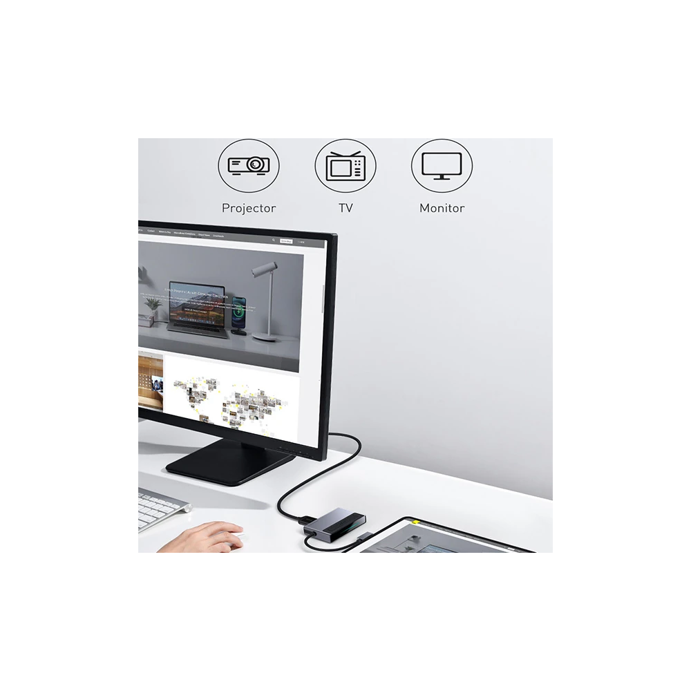 Baseus Magic Çok Fonksiyonlu Klipsli Type-C HUB 6in1 (USB3.0+SD+TF+HDM
