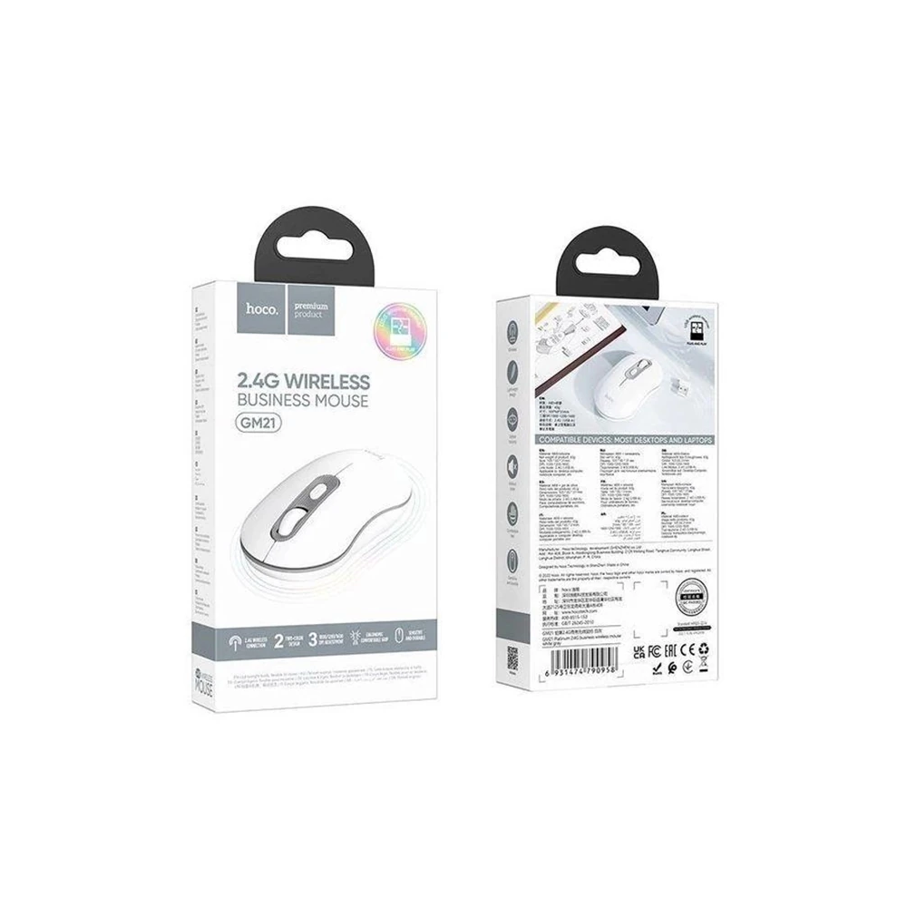 HOCO GM21 Platinium 1600dPi 2.4G Bluetooth Kablosuz Optik Mouse