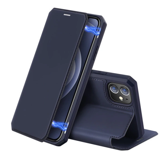 DUX DUCİS iPhone 12 Mini Kılıf Mıkantıslı Kapaklı Flip Cover Kılıf Ski