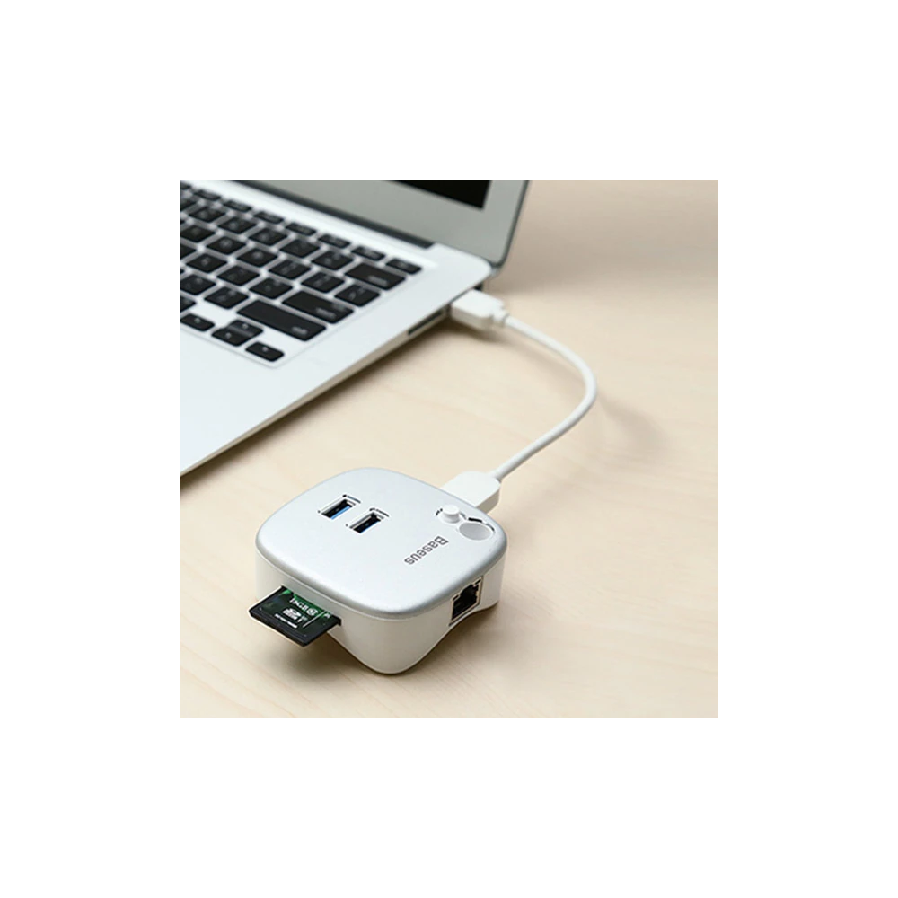 Baseus Çok Fonsiyonlu Notebook Adaptörü Hub Dual USB 3.0 RJ45 TF/SD
