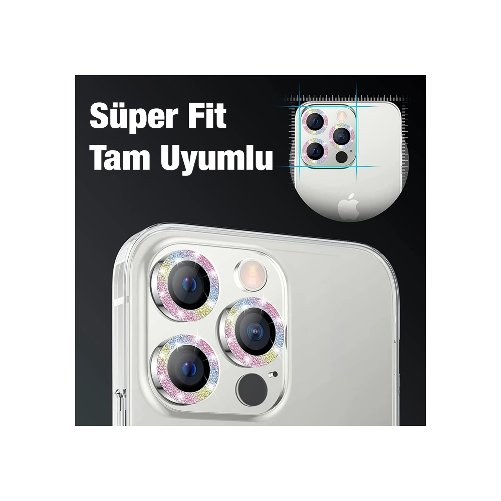 ALLY İphone 12 Pro Max 3D Metal Çerçeveli Kamera Lens Koruyucu