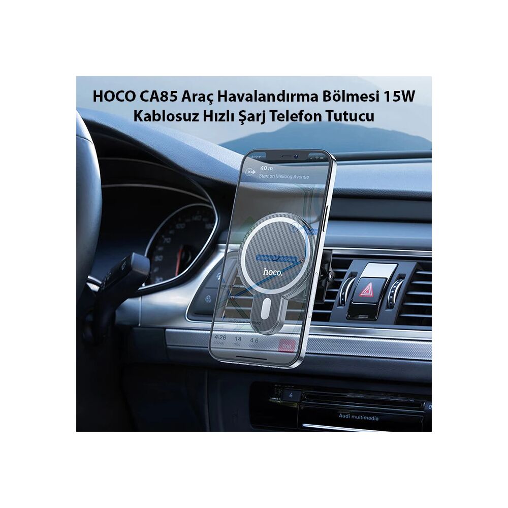 HOCO CA85 Araç Havalandırma Bölmesi 15W Kablosuz Hızlı Şarj Telefon Tu