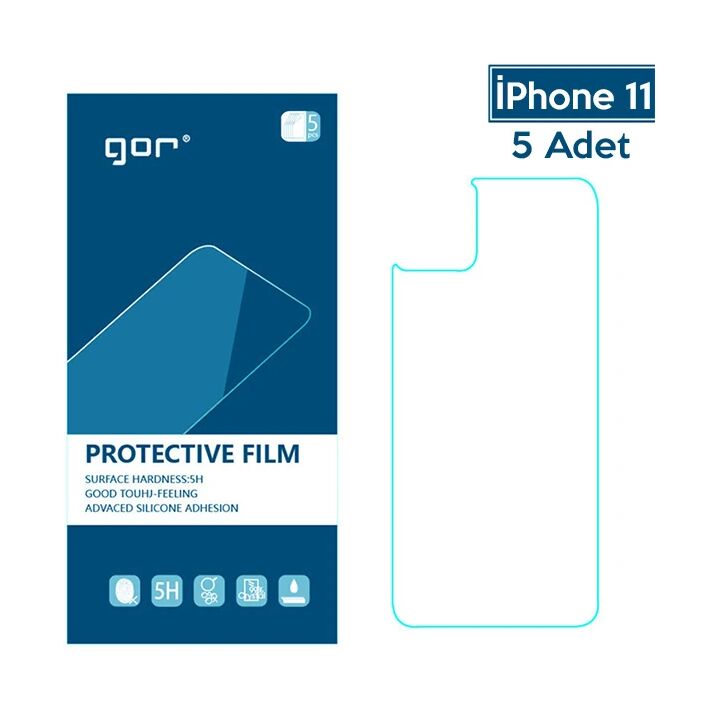GOR İPhone 11 6.1 Çizilmez Arka Koruyucu Jelatin 5 Adet Set