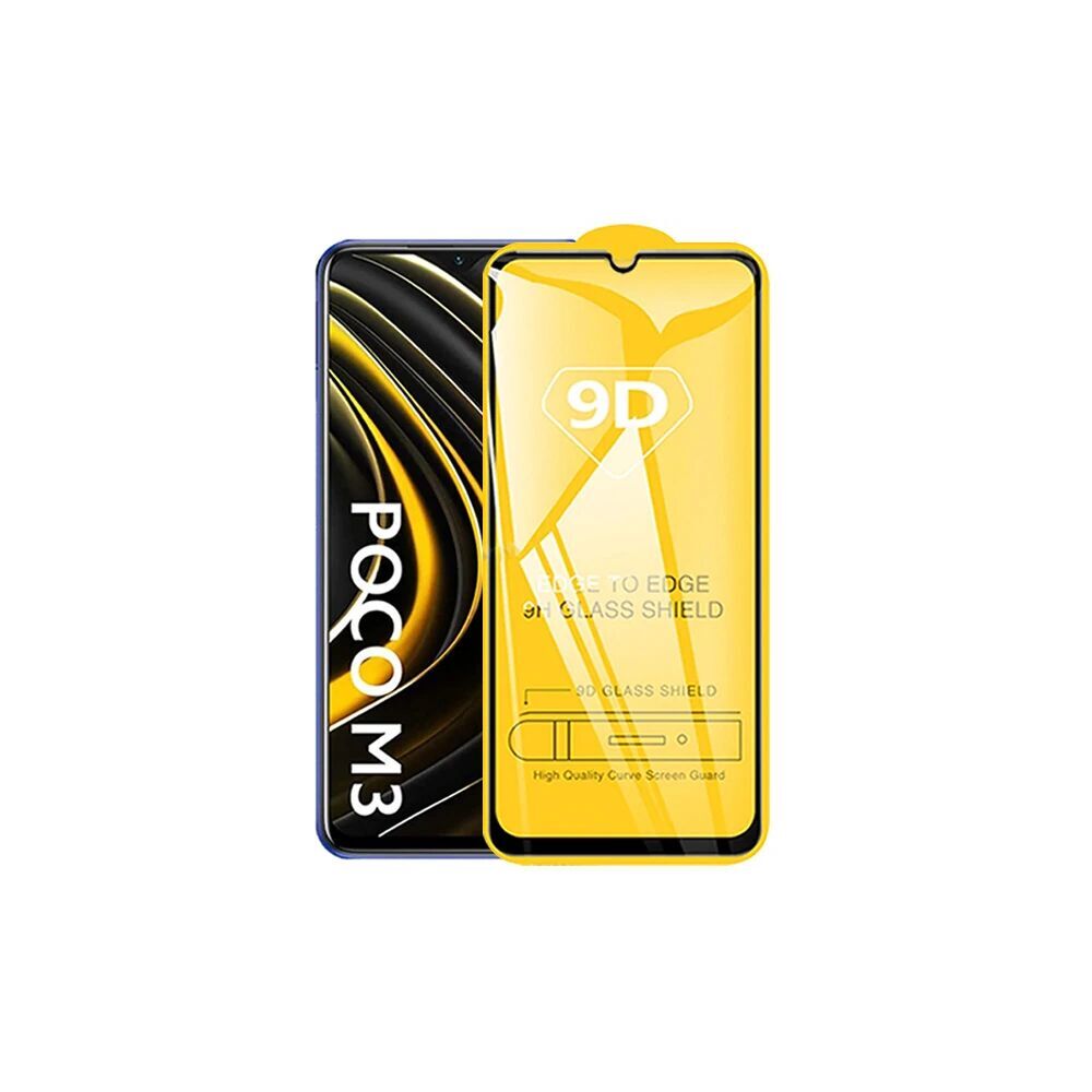 ALLY Xiaomi Poco M3 9D Full Glue Tempered Cam Ekran Koruyucu