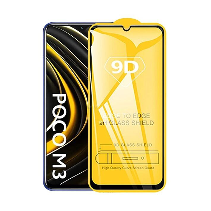 ALLY Xiaomi Poco M3 9D Full Glue Tempered Cam Ekran Koruyucu