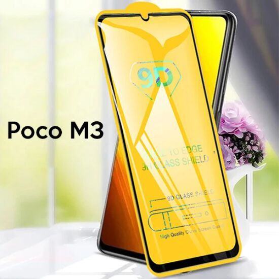 ALLY Xiaomi Poco M3 9D Full Glue Tempered Cam Ekran Koruyucu