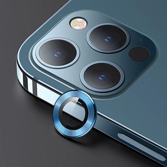 USAMS İphone 12 Pro 3D Metal Çerçeveli Kamera Lens Koruyucu